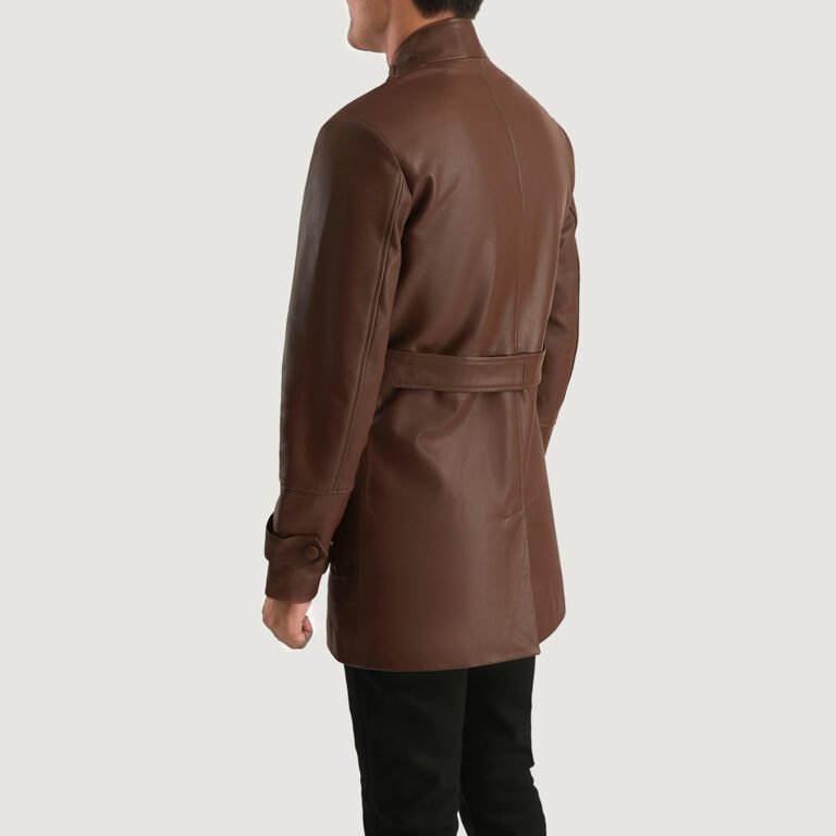 Mens Dolf Brown Leather Jacket Tilted Back-8-1701089156219